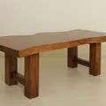Single block top on extra large legs dining table