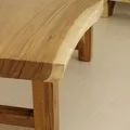 Live edge thick and single block solid wood top detail