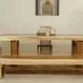 Live edge dining bench  and table