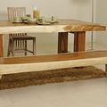 Suar wood live edge dining bench