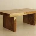 Live edge single block solid wood slab dining table