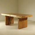 Live edge single block solid wood slab dining table