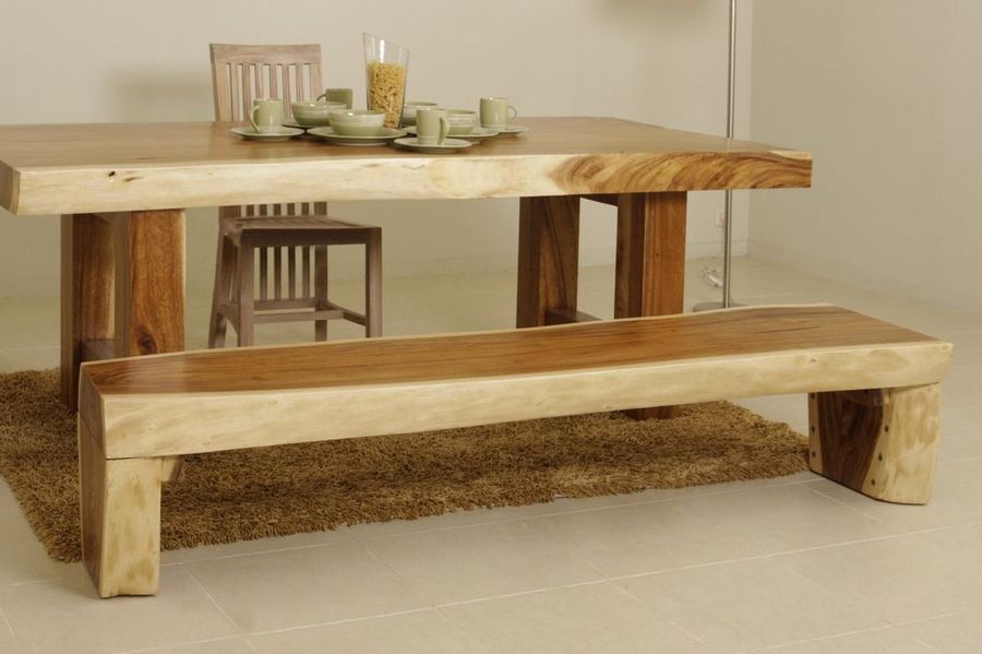 Suar wood live edge dining bench