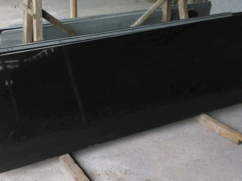 Black marble top of the vanity